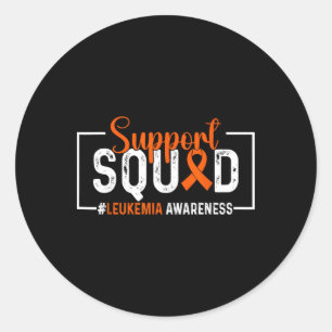 Support Squad Orange Ribbon Leukemia Blood Cancer Classic Round Sticker