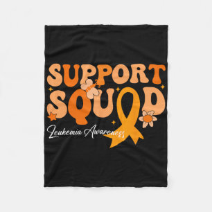 Support Squad Orange Ribbon Leukemia Blood Cancer Fleece Blanket