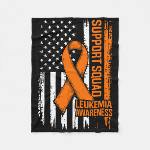 Support Squad Orange Ribbon Leukemia Blood Cancer Fleece Blanket