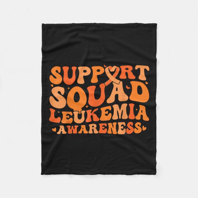 Support Squad Orange Ribbon Leukemia Blood Cancer  Fleece Blanket (Front)