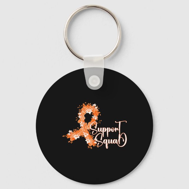 Support Squad Orange Ribbon Leukemia Blood Cancer  Keychain (Front)