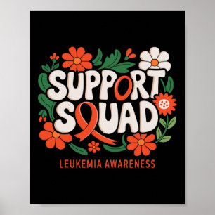 Support Squad Orange Ribbon Leukemia Blood Cancer  Poster
