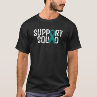 Support Squad Ovarian Cancer Awareness Teal Ribbon T-Shirt