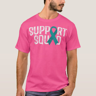 Support Squad Ovarian Cancer Awareness Teal Ribbon T-Shirt