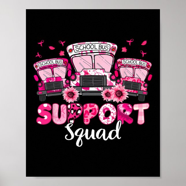 Support Squad Pink Leopard School Bus Driver Breas Poster (Front)