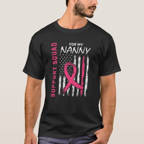 Support Squad Pink Nanny Breast Cancer Awareness F T_Shirt