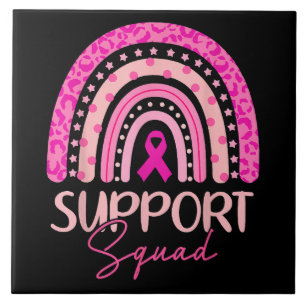 Support Squad Pink Rainbow Breast Cancer Awareness Ceramic Tile