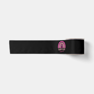 Support Squad Pink Rainbow Breast Cancer Awareness Satin Ribbon