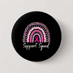 Support Squad Pink Rainbow Leopard Breast Cancer A Button
