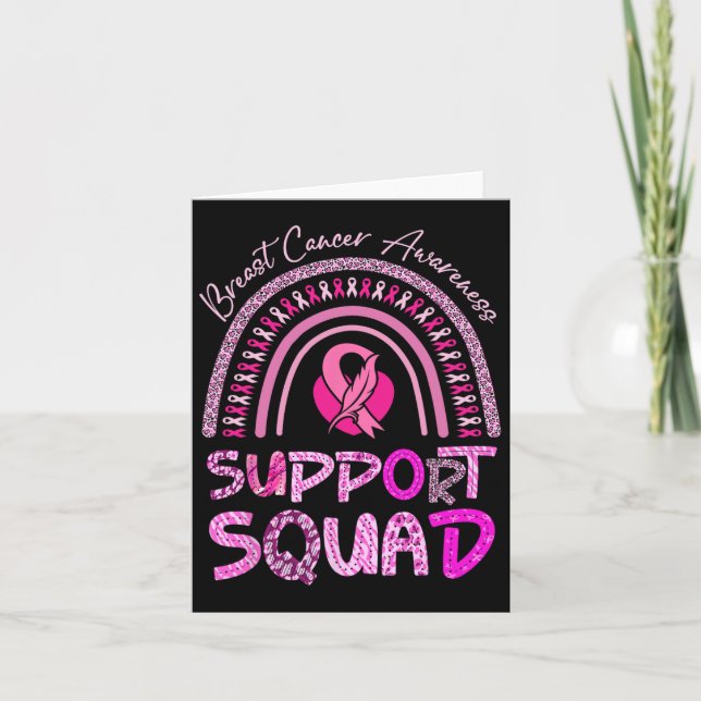 Support Squad Pink Rainbow Leopard Breast Cancer A Card (Front)