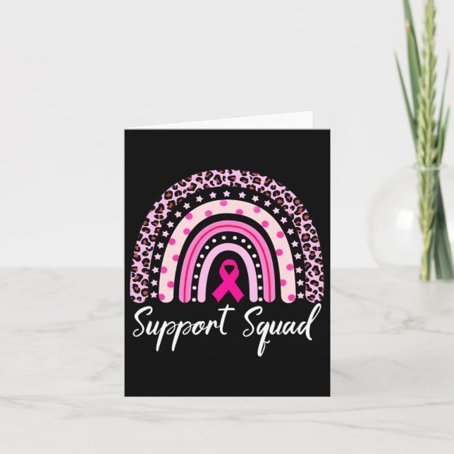 Support Squad Pink Rainbow Leopard Breast Cancer A Card (Front)