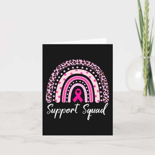 Support Squad Pink Rainbow Leopard Breast Cancer A Card (Front)
