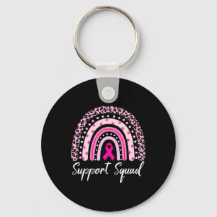 Support Squad Pink Rainbow Leopard Breast Cancer A Keychain