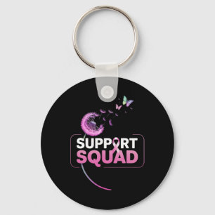 Support Squad Pink Ribbon Breast Cancer Awareness Keychain