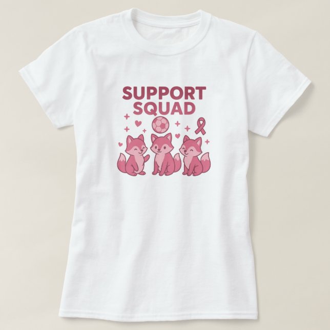 Support Squad Pink Ribbon foxs T-Shirt (Design Front)