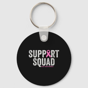 Support Squad Pink Warrior Breast Cancer Awareness Keychain