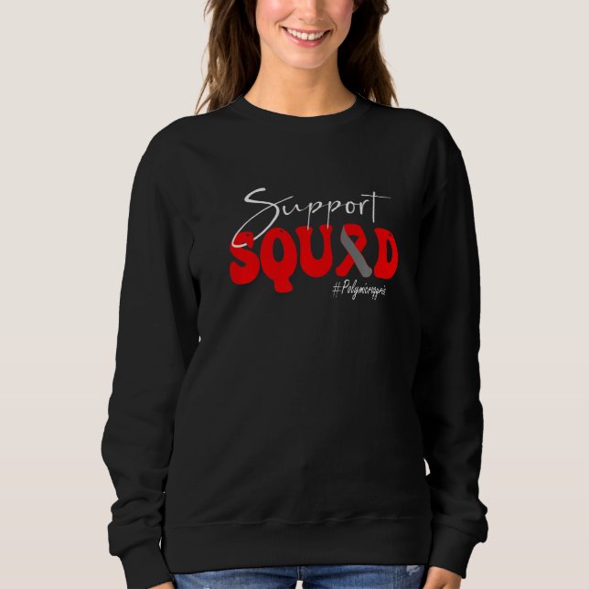 Support Squad Polymicrogyria Awareness Red & Gray  Sweatshirt (Front)