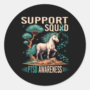 Support Squad Ptsd Awareness Mental Health Warrior Classic Round Sticker