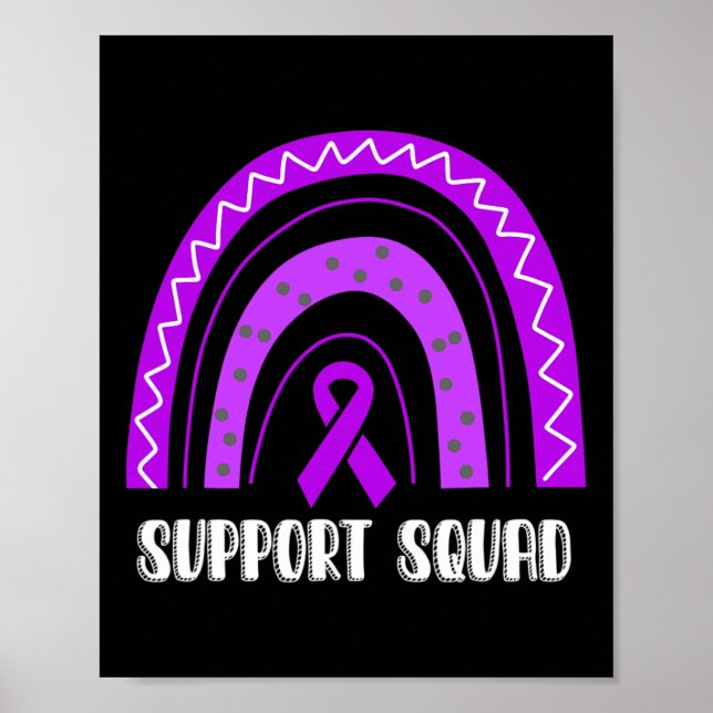 Support Squad Purple Rainbow Fibromyalgia Awarenes Poster (Front)