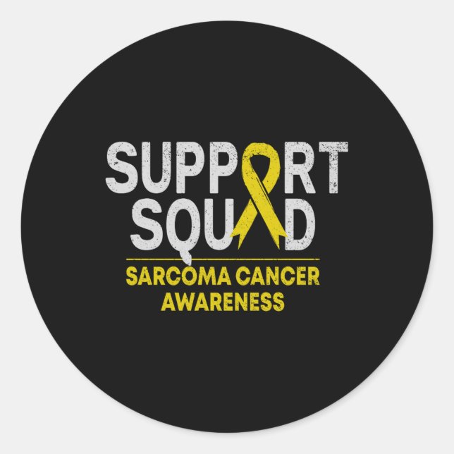 Support Squad Sarcoma Cancer Awareness Yellow Ribb Classic Round Sticker (Front)
