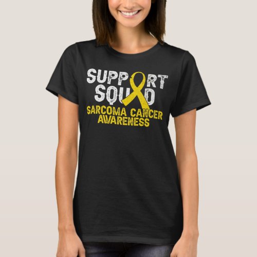 Support Squad Sarcoma Cancer Awareness Yellow Ribb T_Shirt