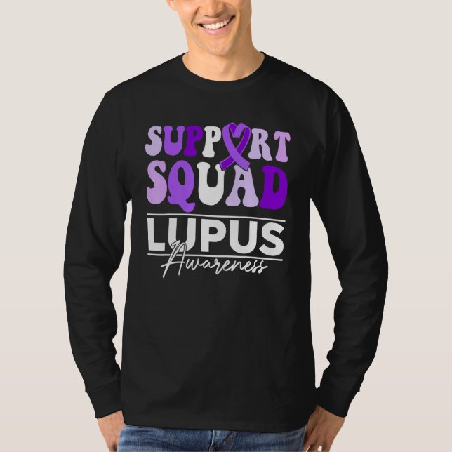 Support Squad Sunflower Hair Butterfly Lupus Aware T-Shirt (Front)