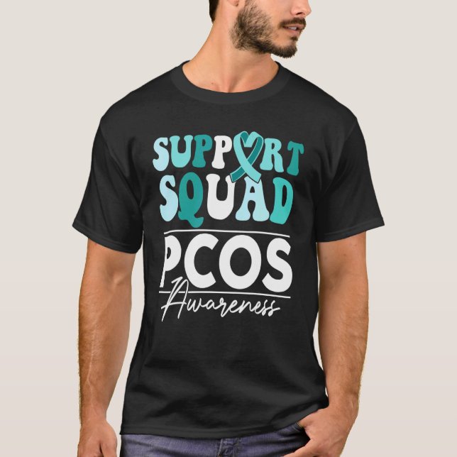 Support Squad Sunflower Hair Butterfly PCOS Awaren T-Shirt (Front)