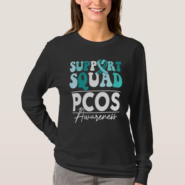 Support Squad Sunflower Hair Butterfly PCOS Awaren T-Shirt (Front)