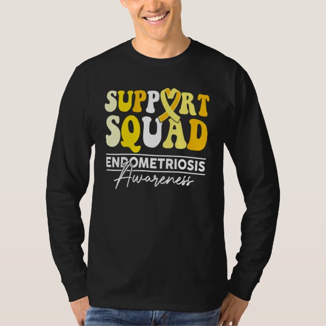 Support Squad Sunflower Hair Endometriosis Awarene T-Shirt (Front)