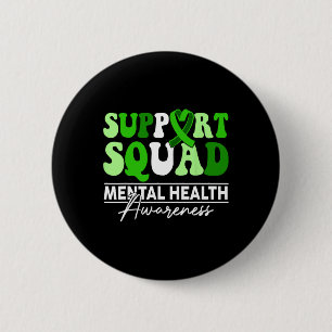 Support Squad Sunflower Hair Mental Health Awarene Button