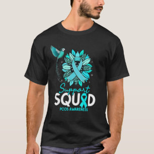 Support Squad Sunflower Hummingbird PCOS Awareness T-Shirt