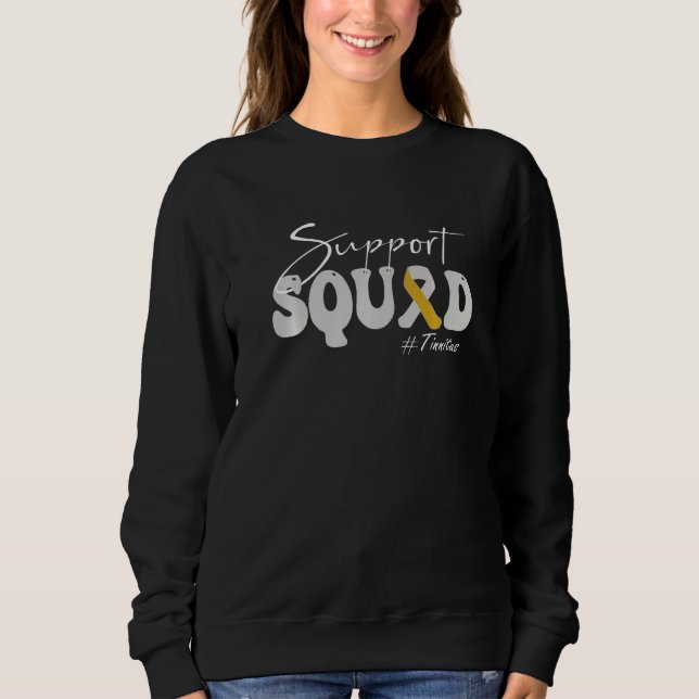 Support Squad Tinnitus Awareness Silver & Gold Rib Sweatshirt (Front)