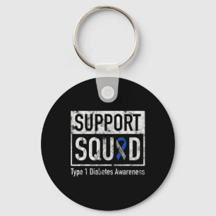 Support Squad Type 1 Diabetes Awareness Ribbon Keychain