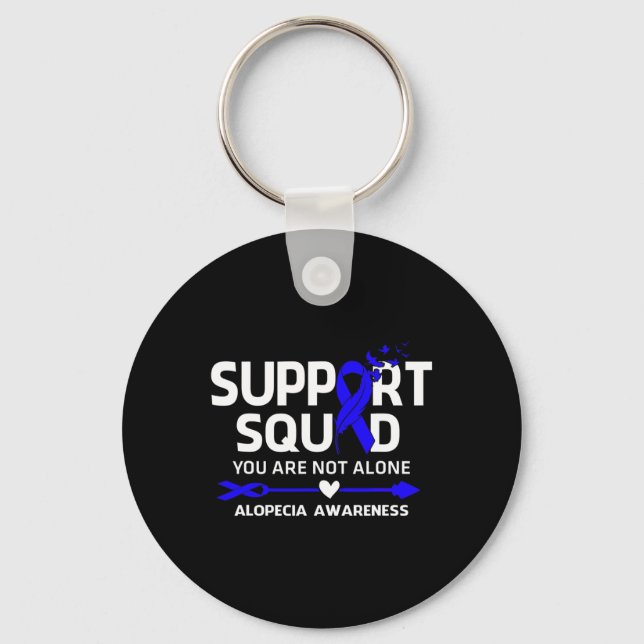 Support Squad Warrior Alopecia Awareness Feather  Keychain (Front)