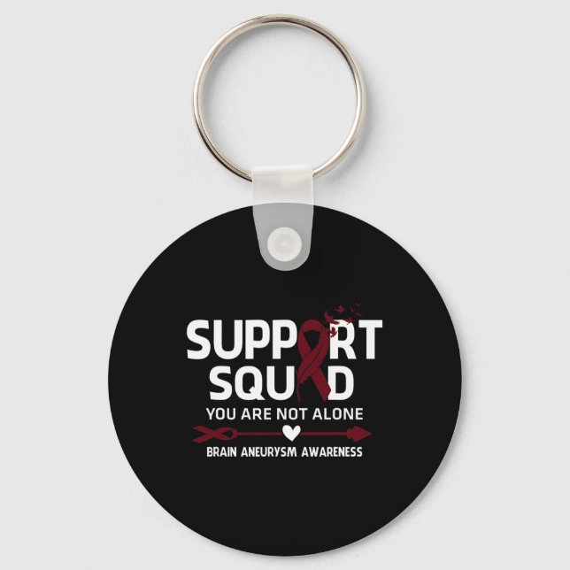 Support Squad Warrior Brain Aneurysm Awareness Fea Keychain (Front)