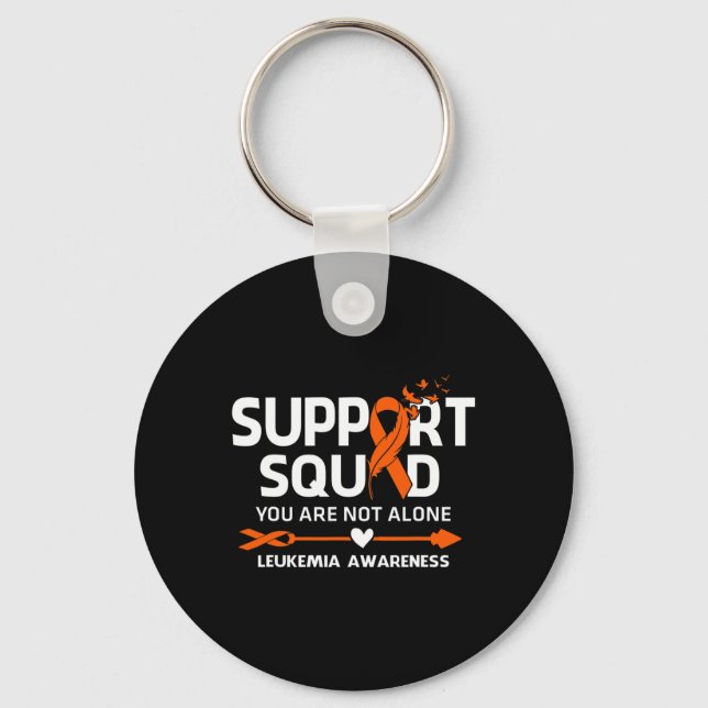 Support Squad Warrior Leukemia Awareness Feather  Keychain (Front)