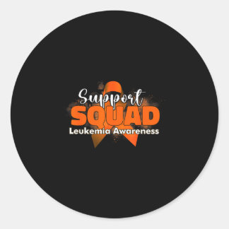 Support squads orange ribbon leukemia cancer classic round sticker