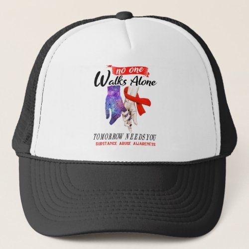 Support Substance Abuse Awareness Ribbon Gifts Trucker Hat