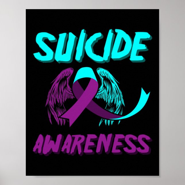 Support Suicide Awareness Wings Suicide Prevention Poster (Front)