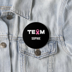 Support Team Breast Cancer Awareness Custom Name Button