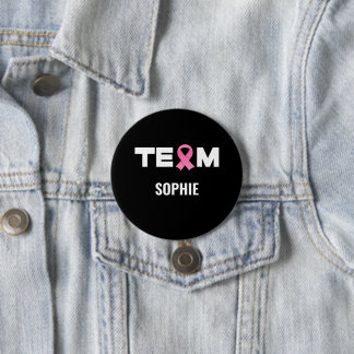 Support Team Breast Cancer Awareness Custom Name  Button