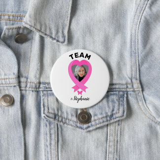 Support Team Breast Cancer Awareness Custom Photo Button