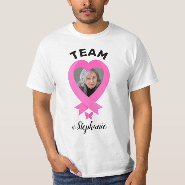 Support Team Breast Cancer Awareness Custom Photo T-Shirt (Front)