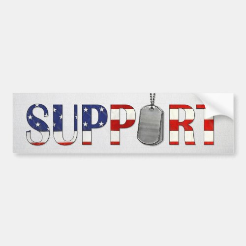 support text and military dog tags on wood bumper sticker