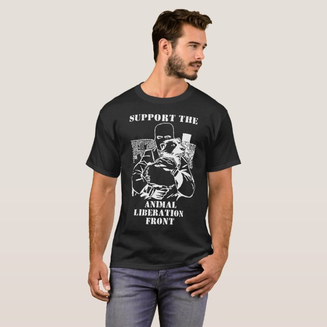 SUPPORT the Animal Liberation Front ALF vegan Unis T-Shirt (Front Full)