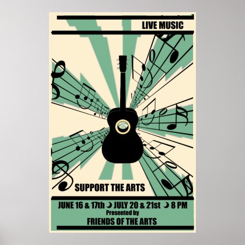Support The Arts Live Music Poster