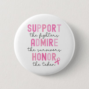 Support The Fighters Breast Cancer Pink Ribbon Button