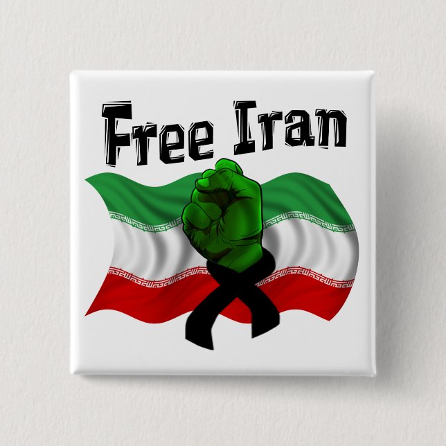 Support The Green Wave, Free Iran Button (Front)