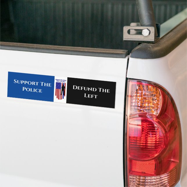 Support The Police - Defund The Left Bumper Sticker (On Truck)