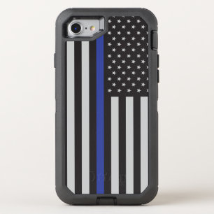 Support the Police Thin Blue Line American Flag OtterBox Defender iPhone SE/8/7 Case